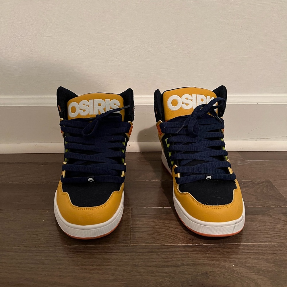 Osiris Yellow and Blue High-Top Sneakers